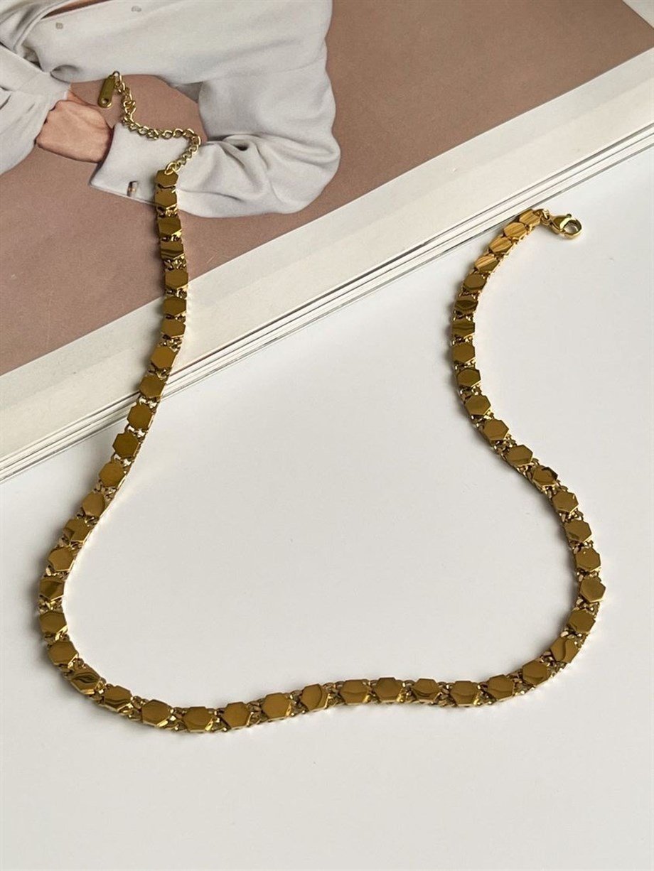 Çelik Özel Tasarım Zincir Kolye (44 Cm)