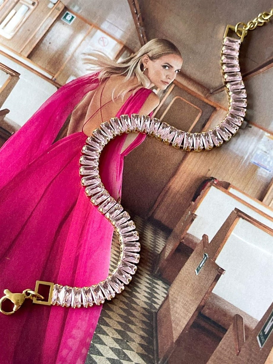 Çelik Pembe Babe Bileklik (21 Cm)