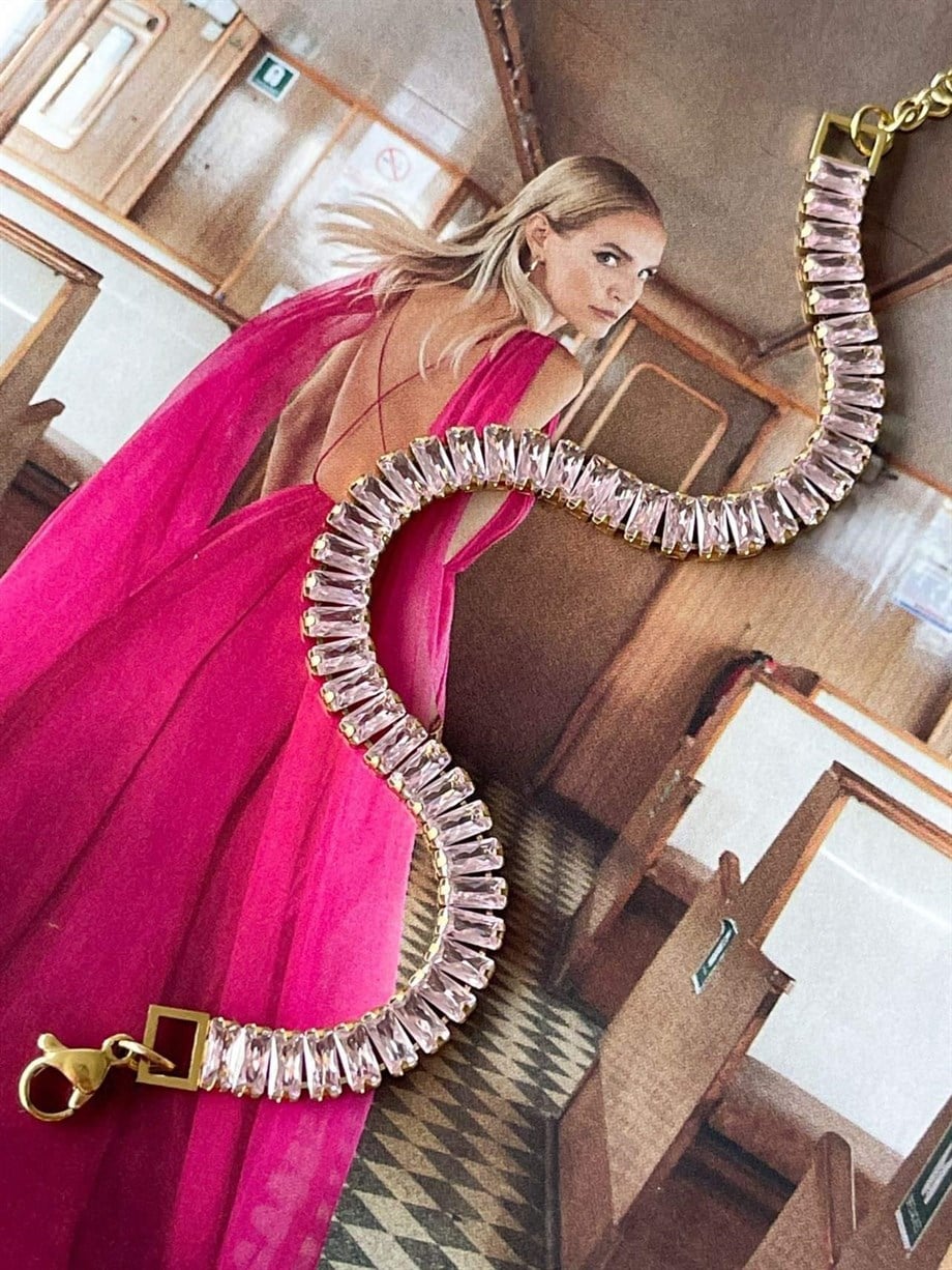 Çelik Pembe Babe Bileklik (21 Cm)