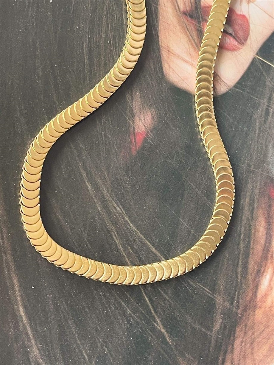 Çelik Pul Tasarım Kolye (46 Cm)