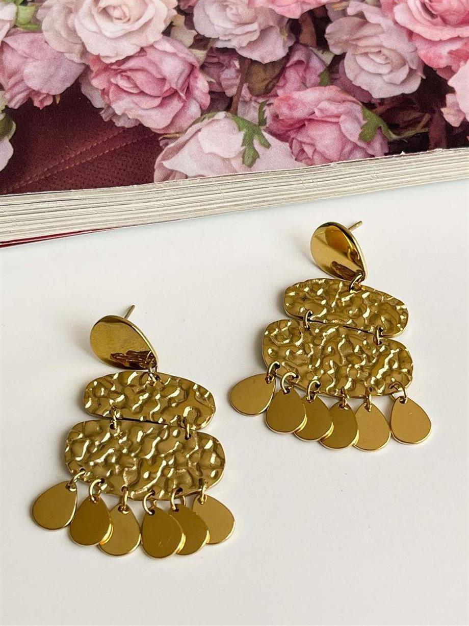 Çelik Pullu Küpe (4.5 Cm)