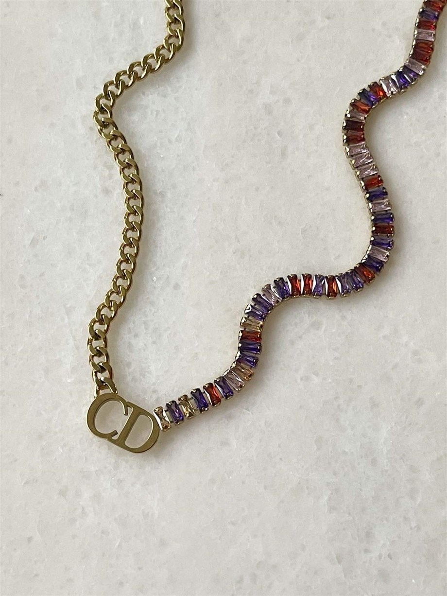 Çelik Renkli Baget Marka Model Çift Kombinli Kolye (45 Cm)