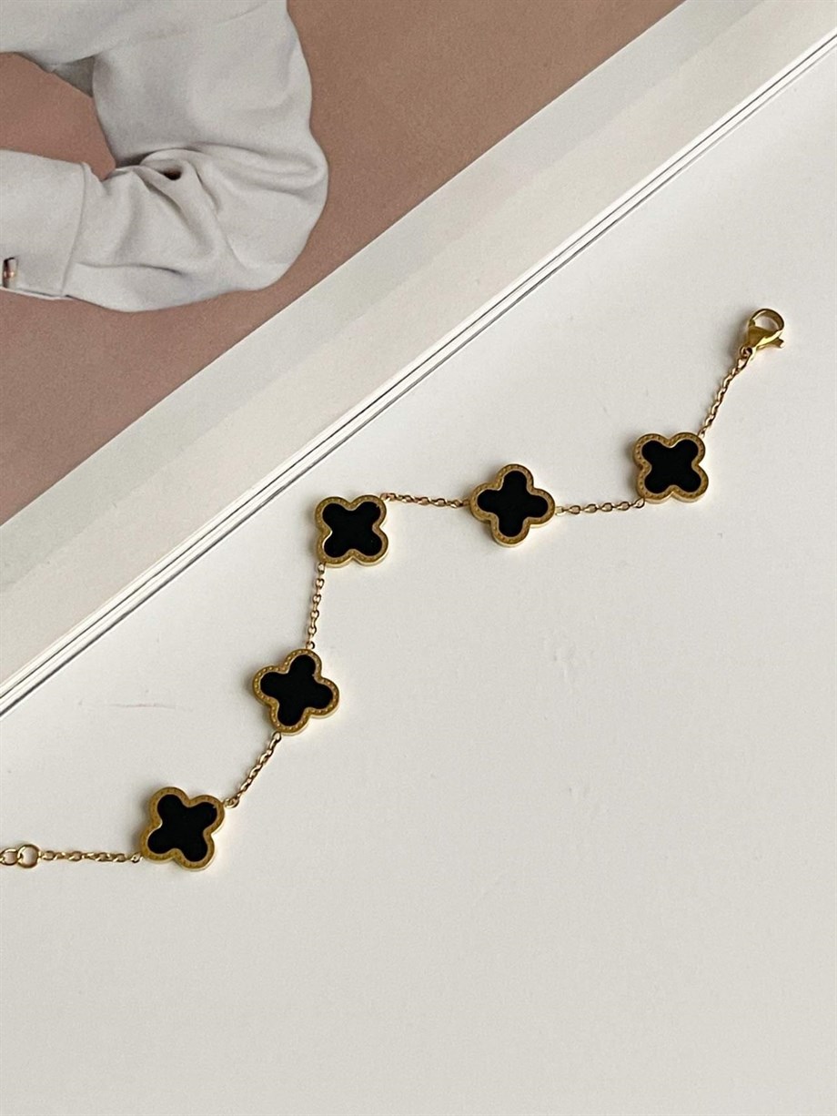 Çelik Siyah Van Cleef Bileklik (23 Cm)