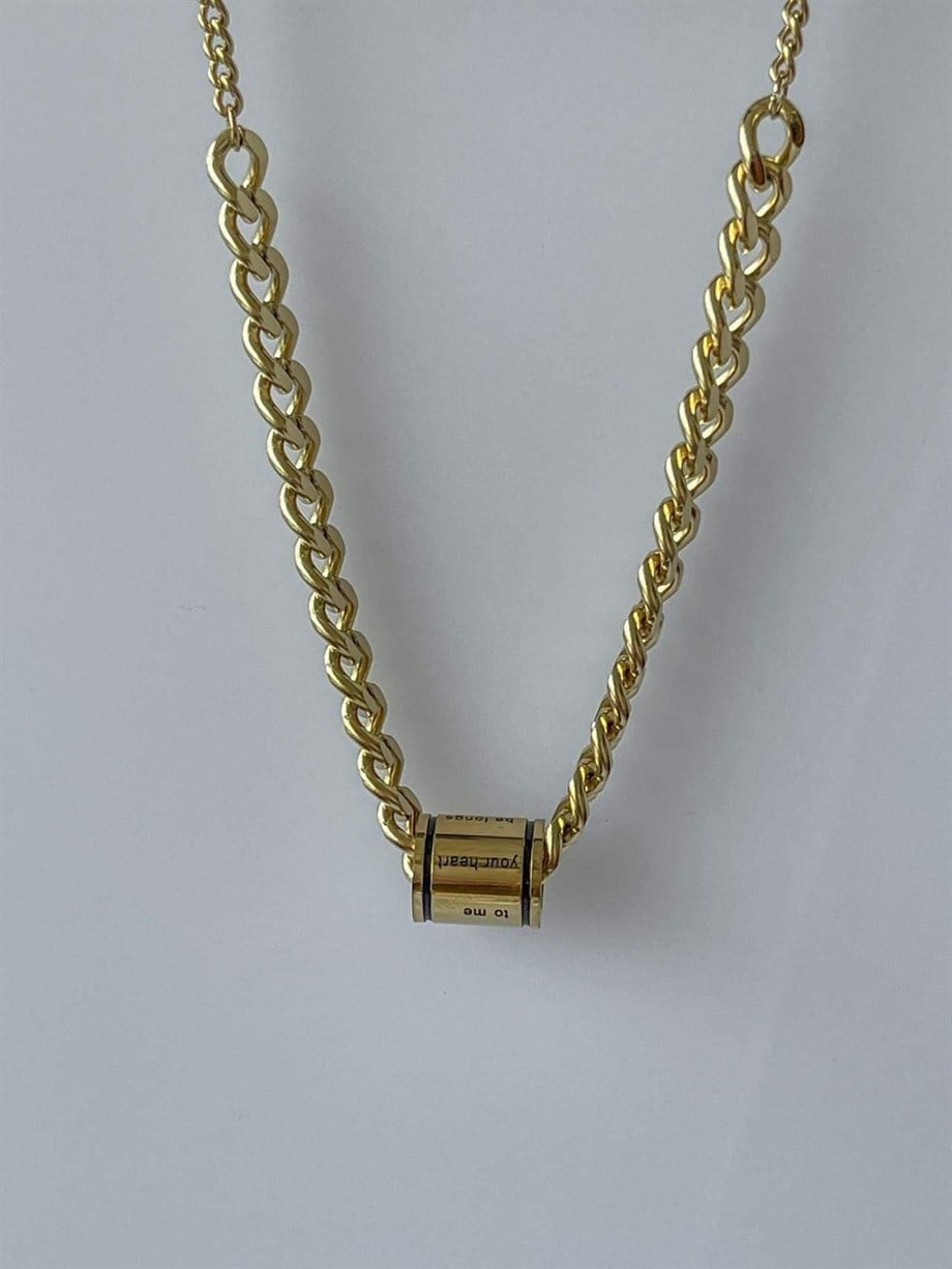 Çelik Sloganlı Rulo Kolye (43 Cm)