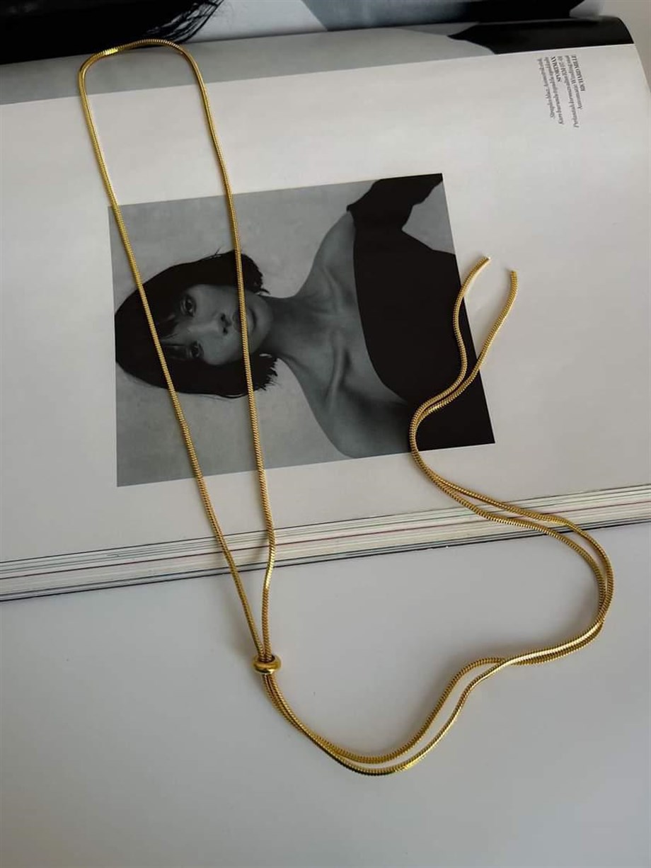 Çelik Snake Çok Uzun Kolye (108 Cm)