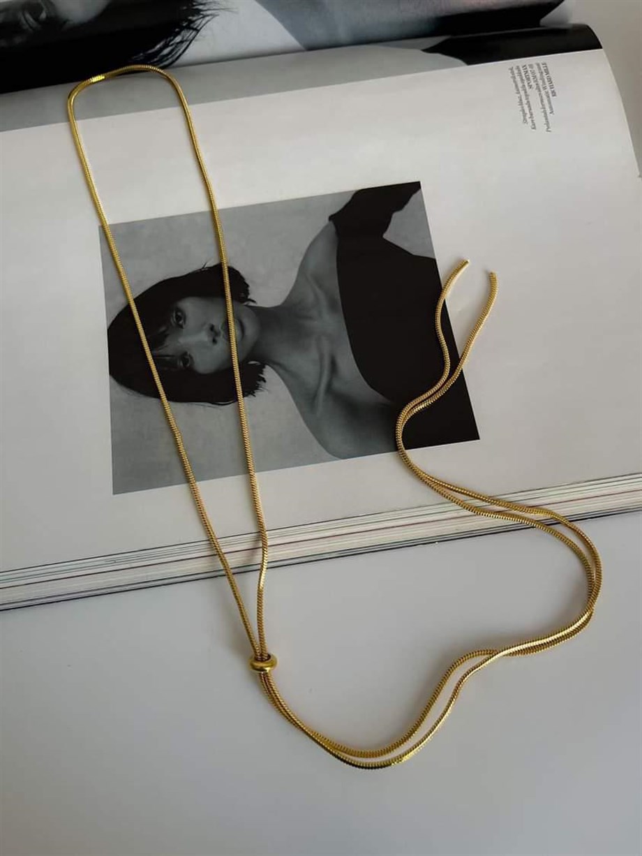 Çelik Snake Çok Uzun Kolye (108 Cm)