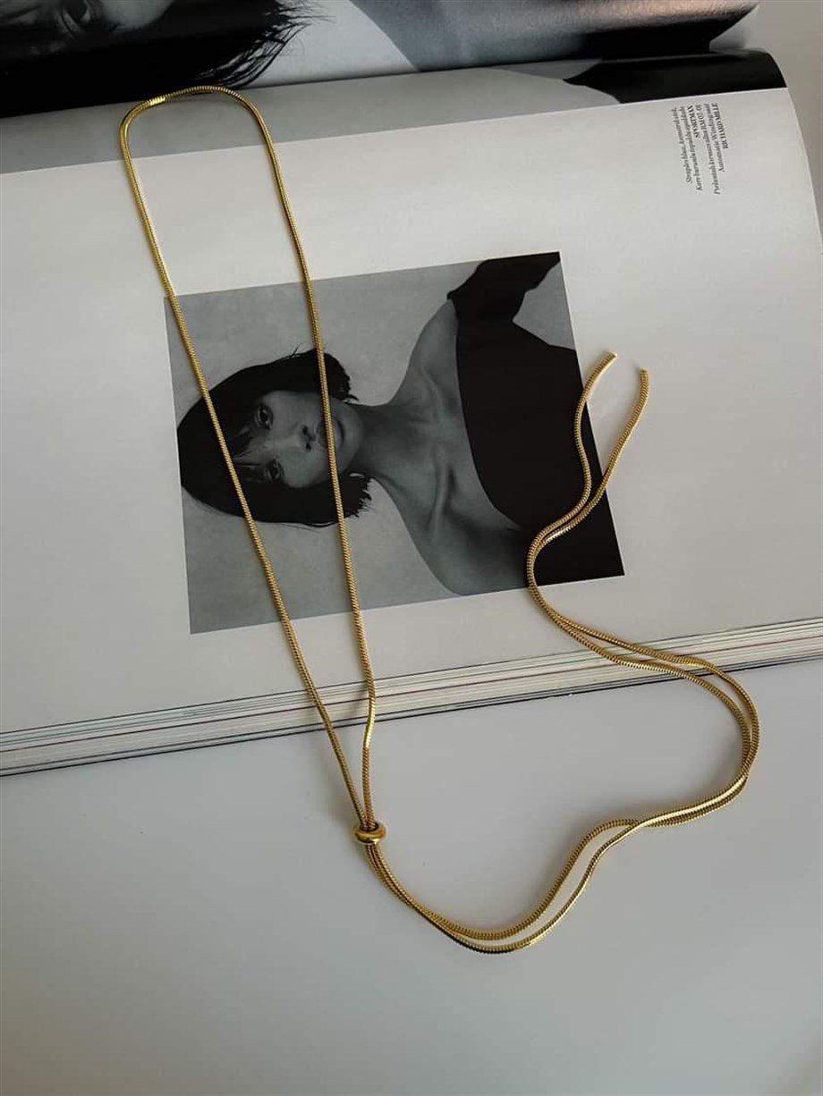 Çelik Snake Çok Uzun Kolye (108 Cm)
