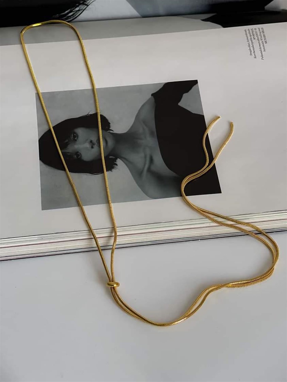 Çelik Snake Çok Uzun Kolye (108 Cm)