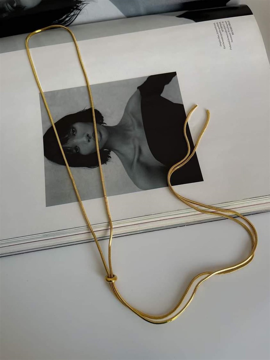 Çelik Snake Çok Uzun Kolye (108 Cm)