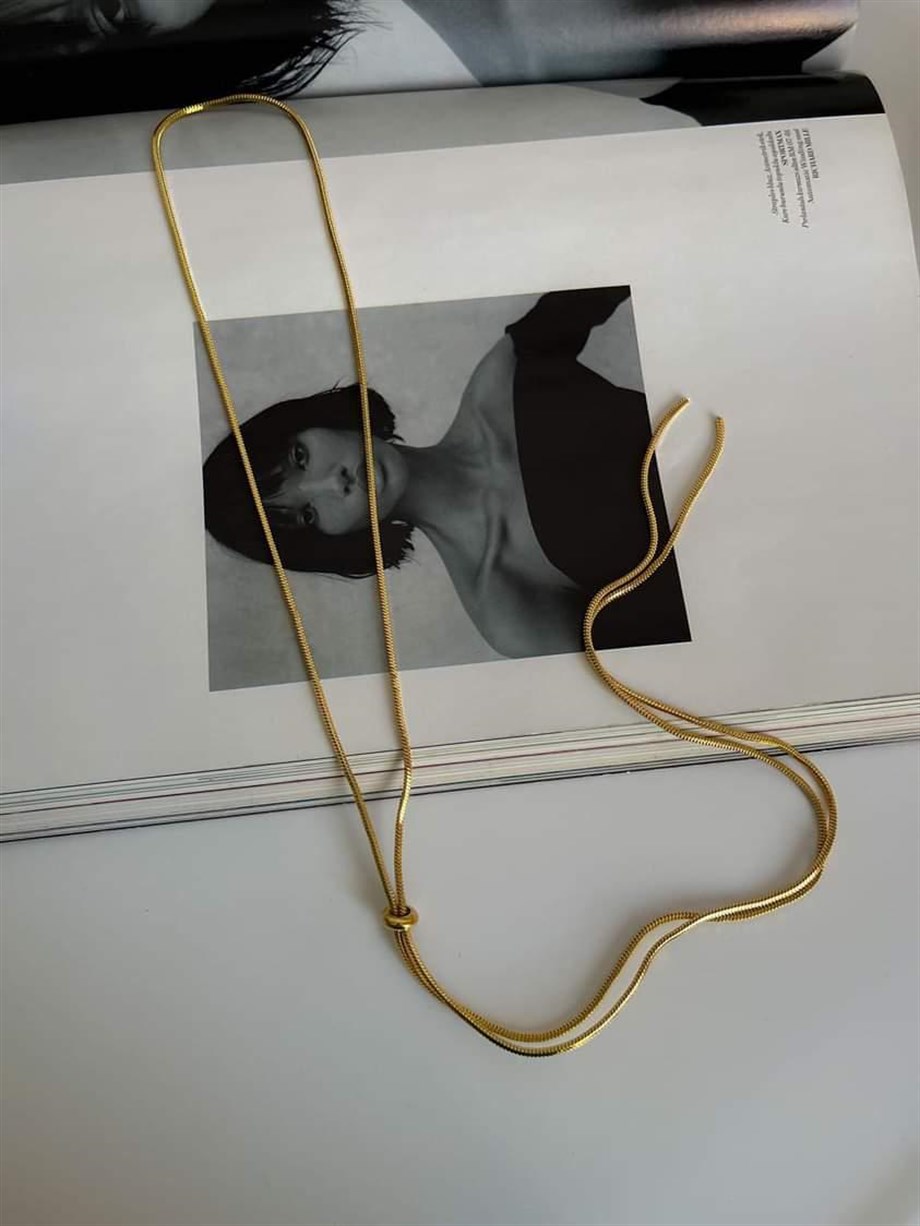 Çelik Snake Çok Uzun Kolye (108 Cm)