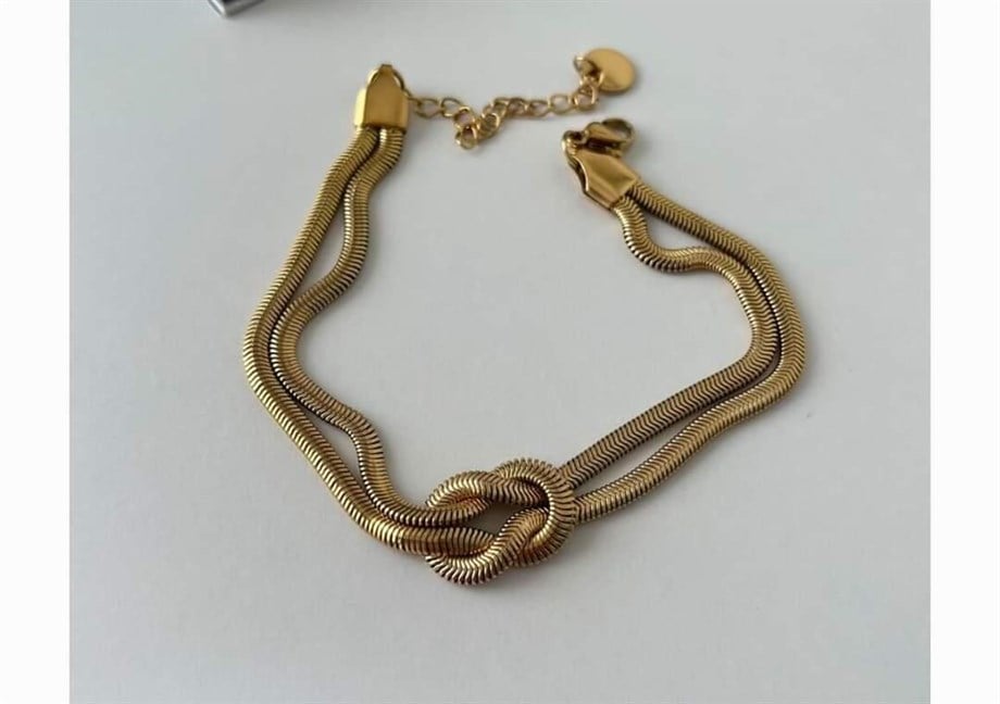 Çelik Snake İkili Düğüm Bileklik (22 Cm)