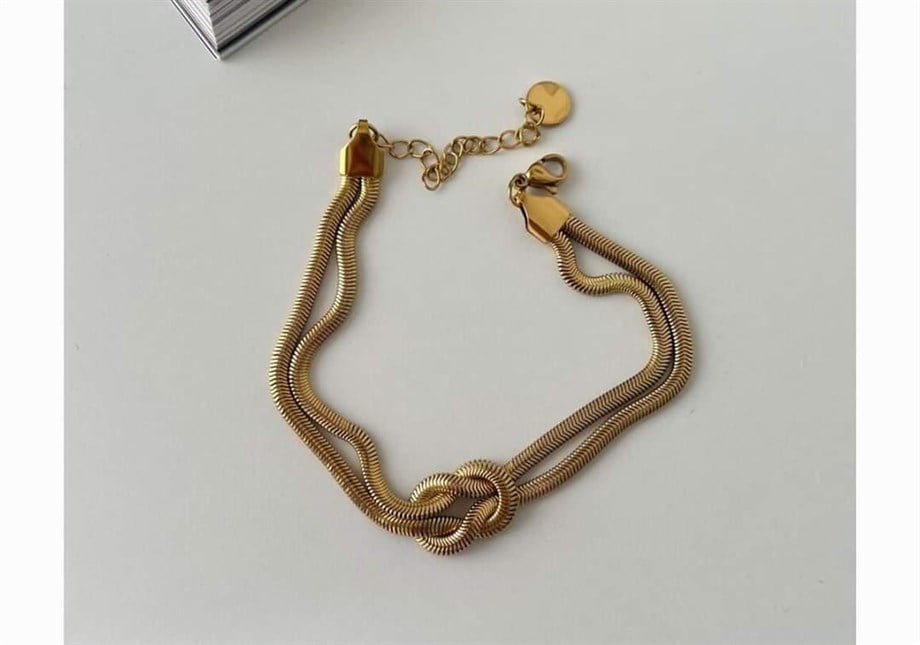 Çelik Snake İkili Düğüm Bileklik (22 Cm)