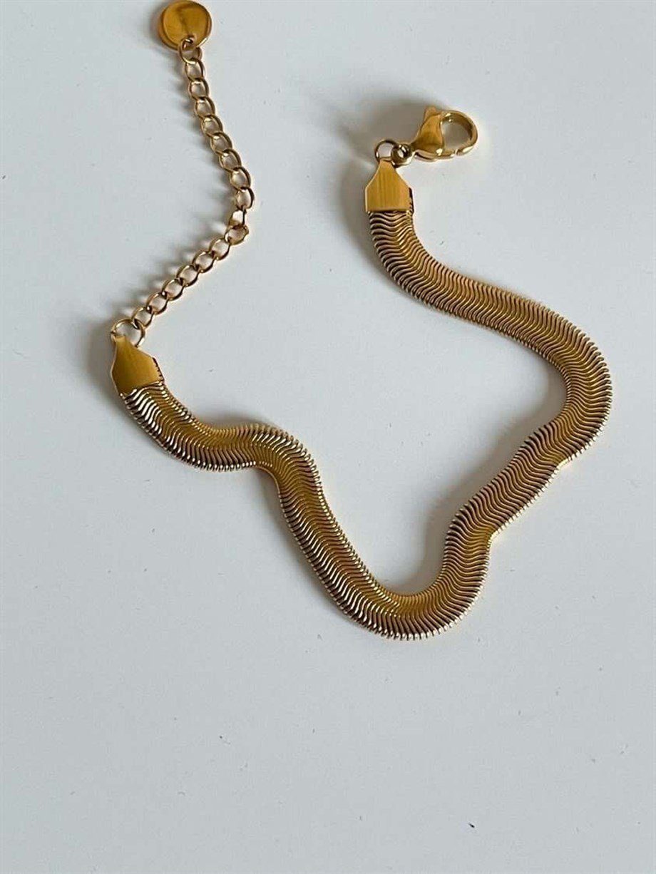 Çelik Snake Orta Kalın Bileklik (23 Cm)