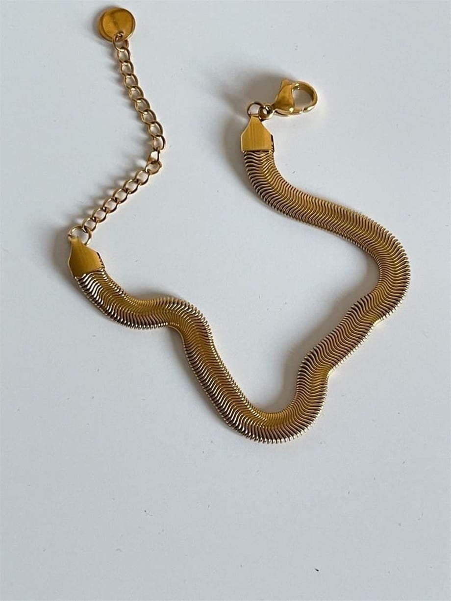 Çelik Snake Orta Kalın Bileklik (23 Cm)