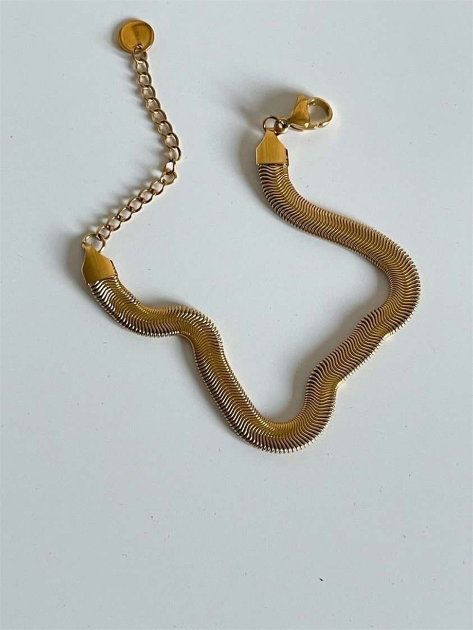 Çelik Snake Orta Kalın Bileklik (23 Cm)