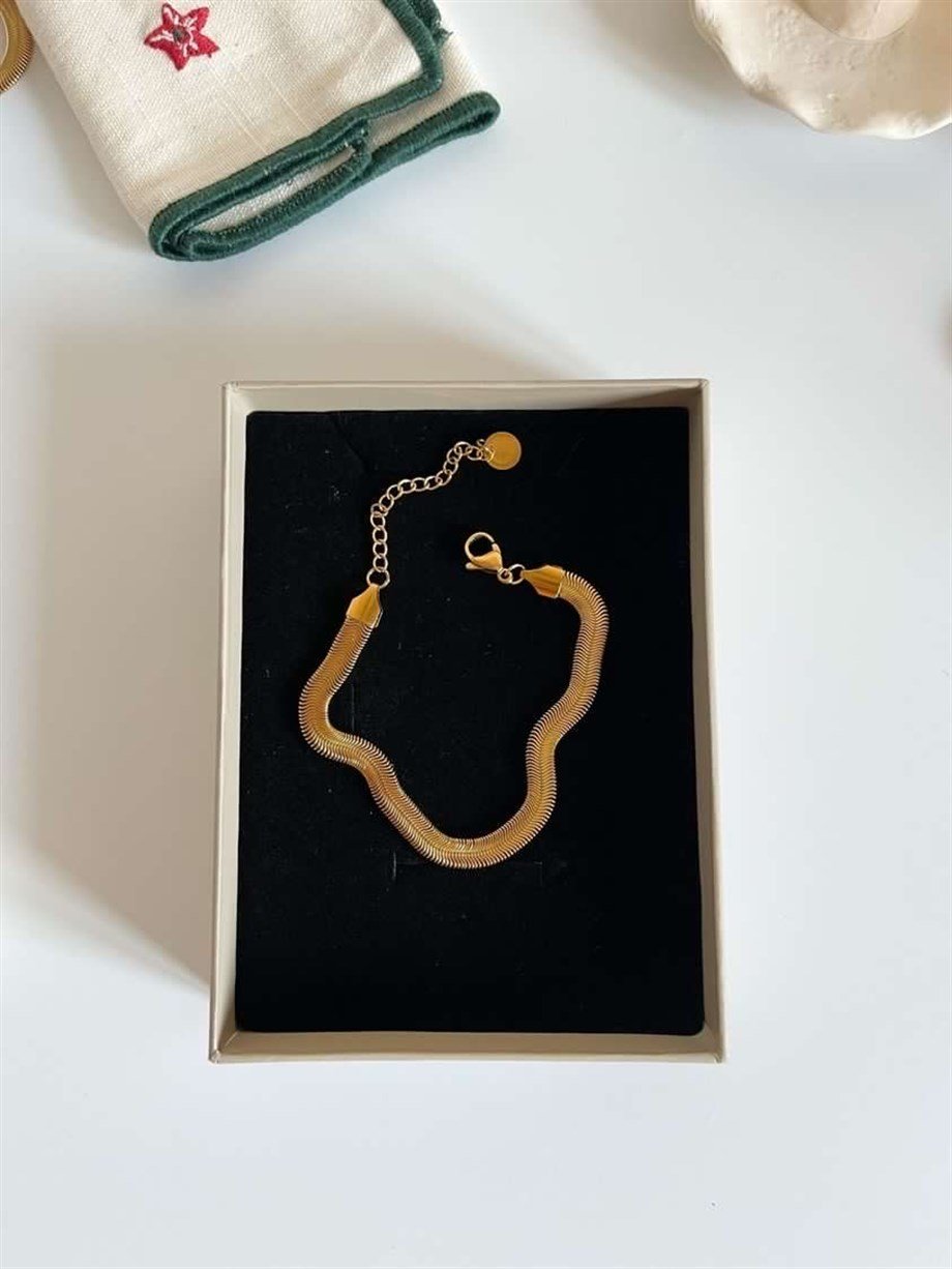 Çelik Snake Orta Kalın Bileklik (23 Cm)