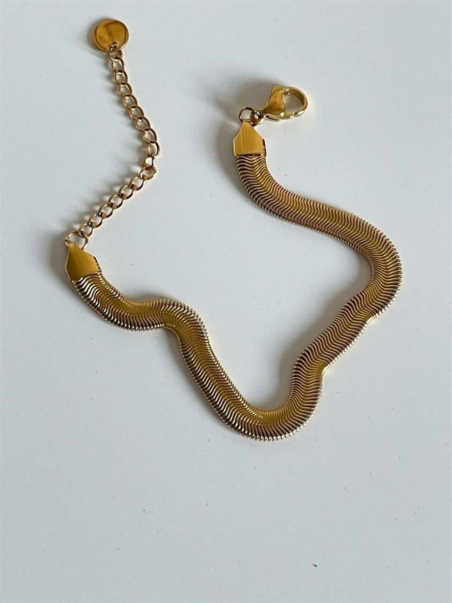 Çelik Snake Orta Kalın Bileklik (23 Cm)