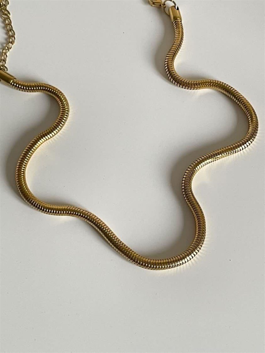 Çelik Snake Orta Kalın Kolye (49 Cm)