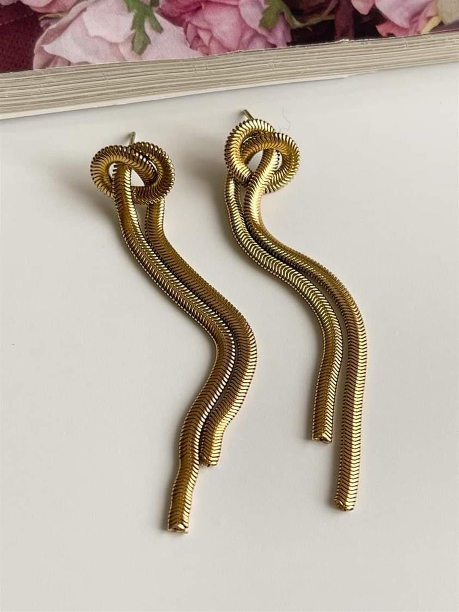 Çelik Snake Uzun Düğüm Küpe (7 Cm)