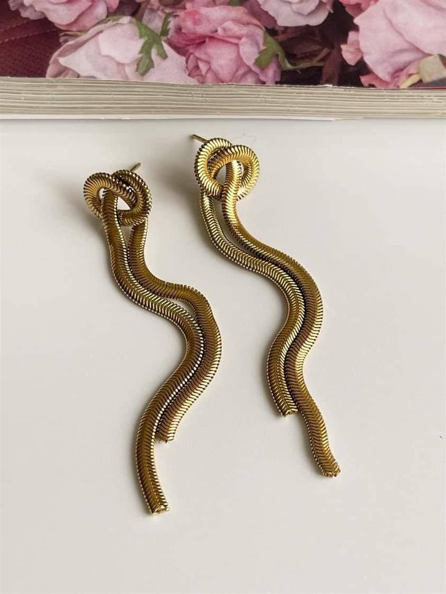 Çelik Snake Uzun Düğüm Küpe (7 Cm)