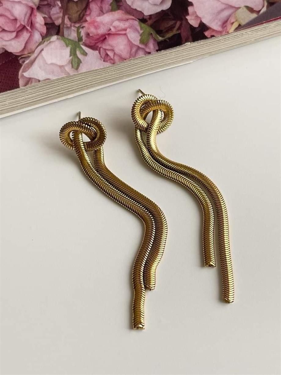 Çelik Snake Uzun Düğüm Küpe (7 Cm)