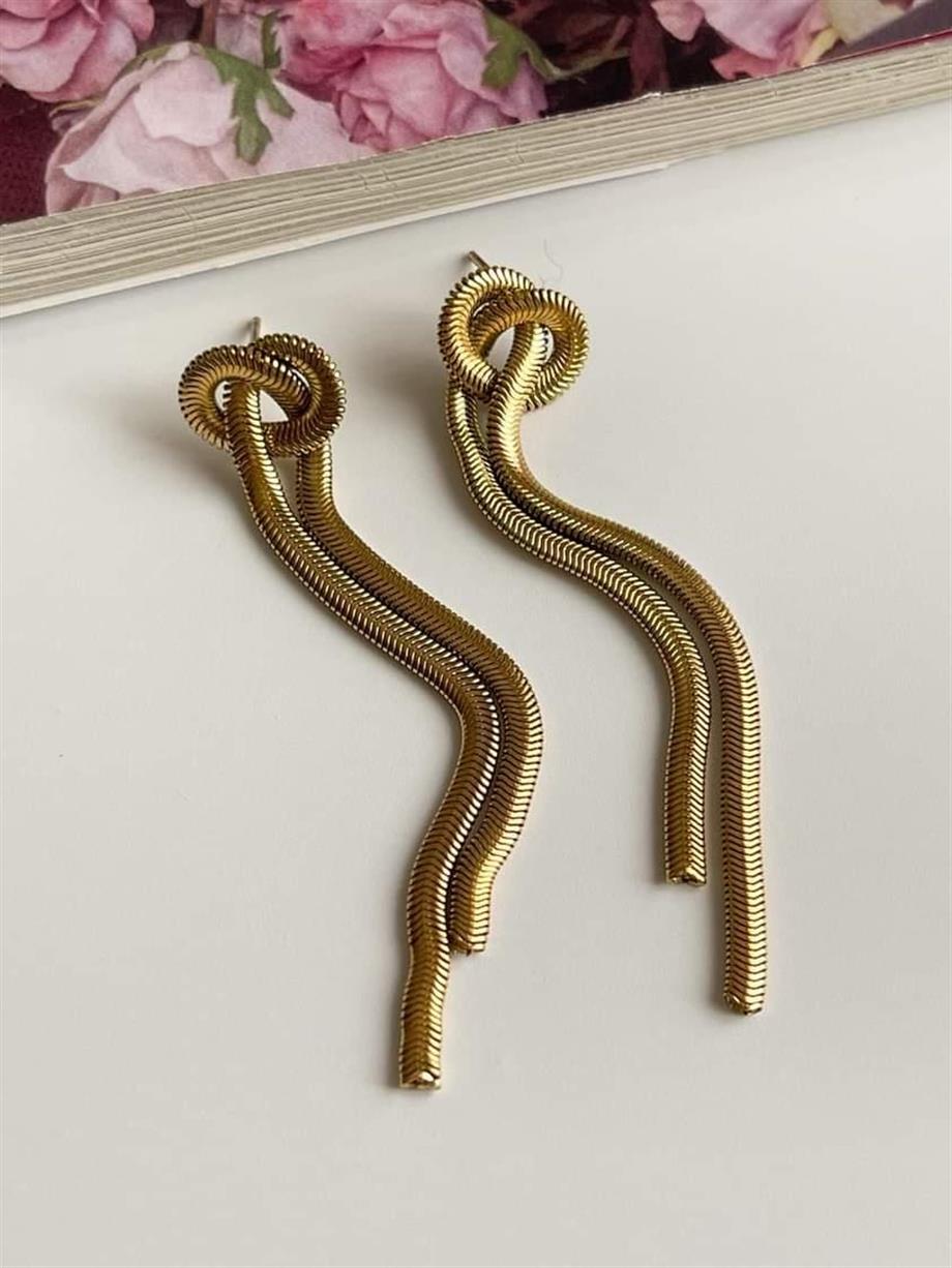 Çelik Snake Uzun Düğüm Küpe (7 Cm)