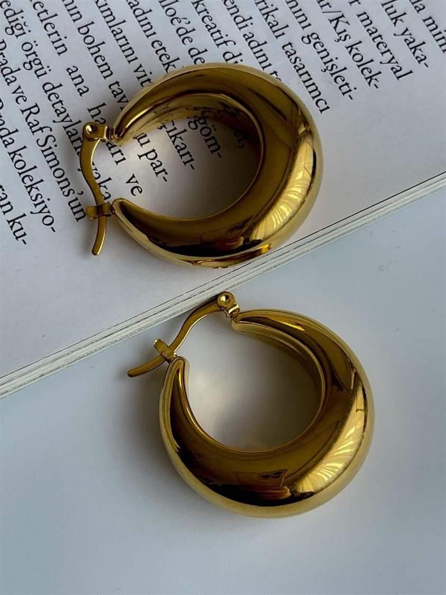 Çelik Steel İçi Boş Hafif Halka Küpe ( 3 Cm)
