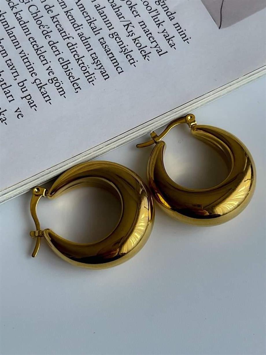 Çelik Steel İçi Boş Hafif Halka Küpe ( 3 Cm)