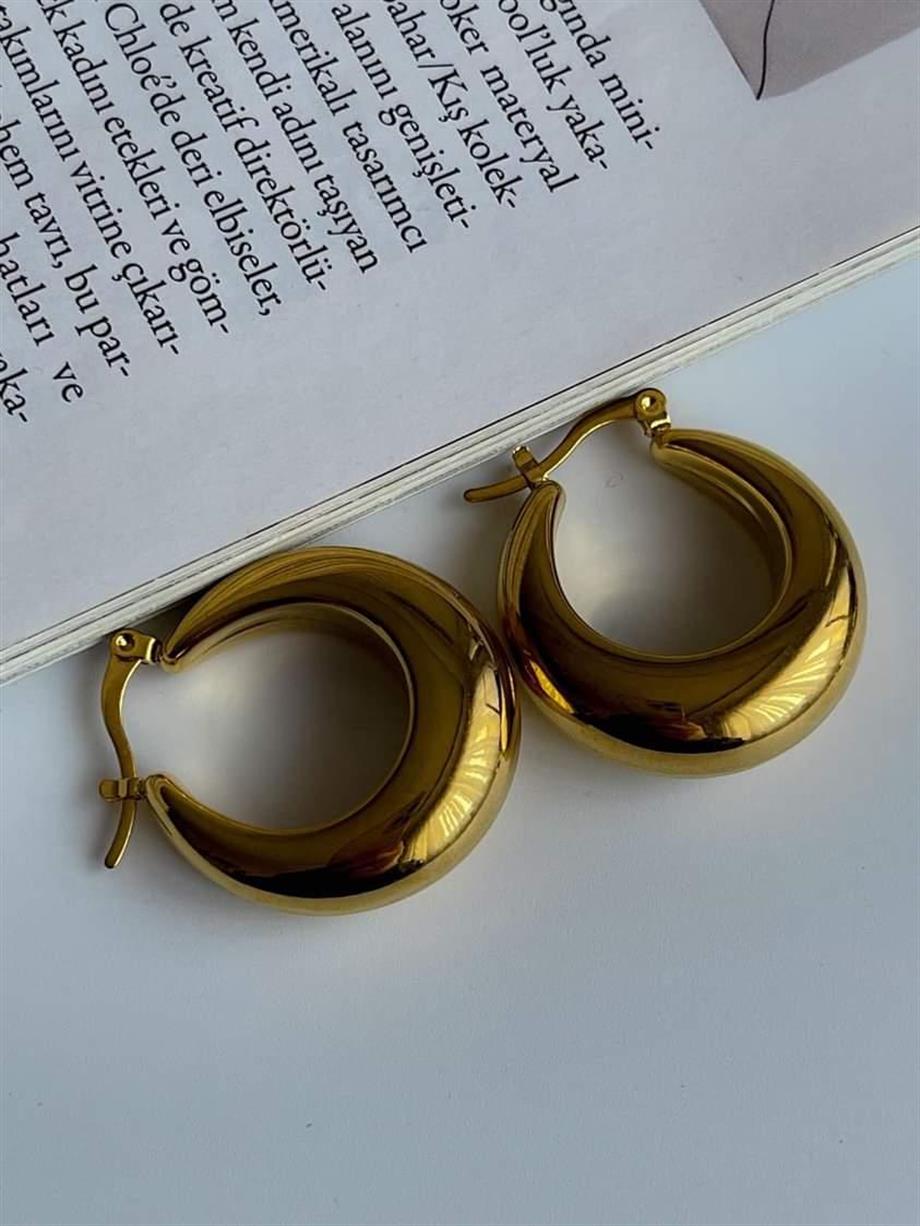 Çelik Steel İçi Boş Hafif Halka Küpe ( 3 Cm)