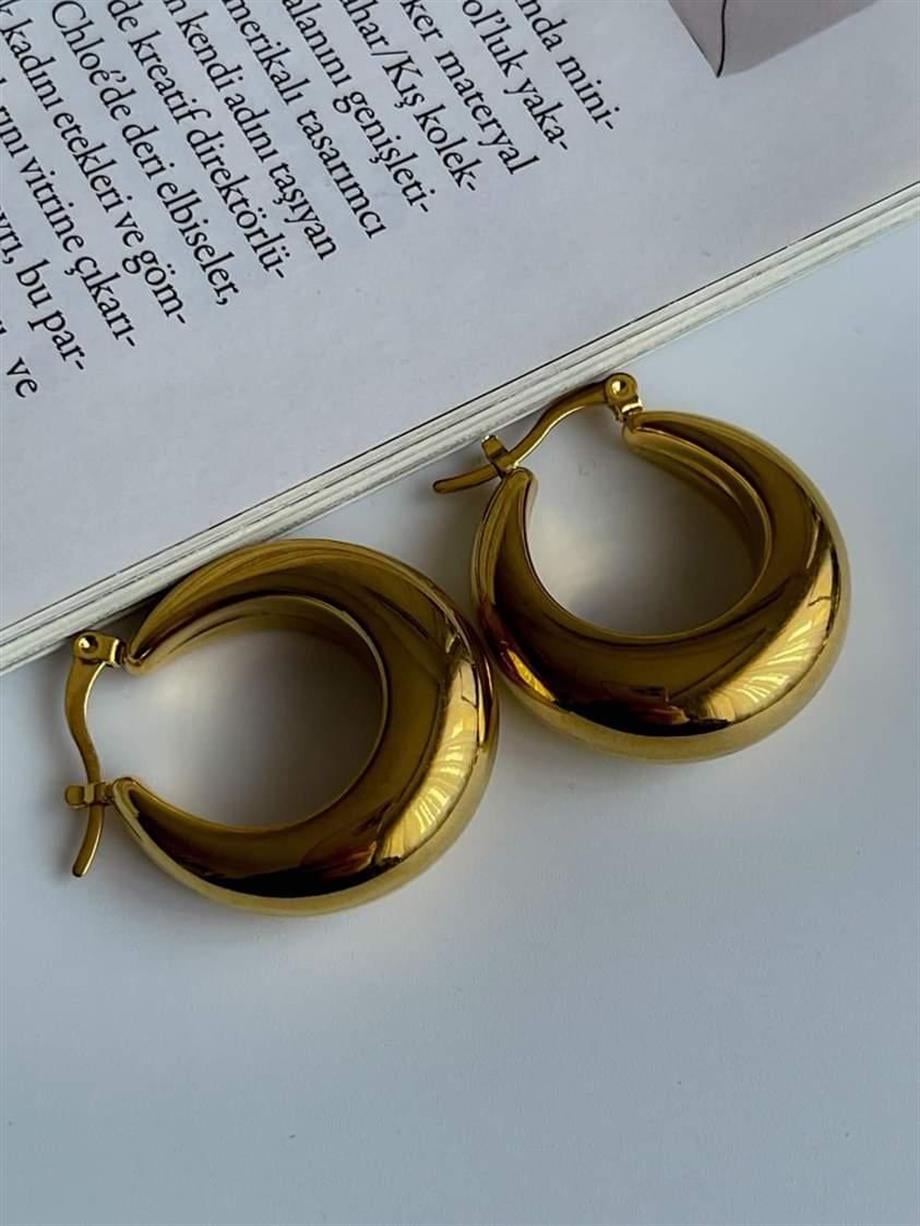 Çelik Steel İçi Boş Hafif Halka Küpe ( 3 Cm)