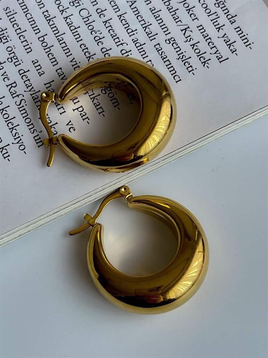 Çelik Steel İçi Boş Hafif Halka Küpe ( 3 Cm)