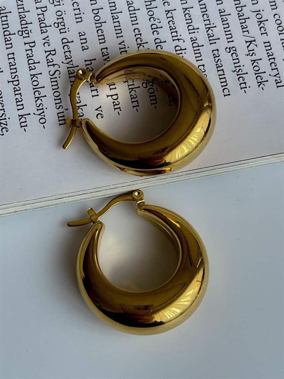 Çelik Steel İçi Boş Hafif Halka Küpe ( 3 Cm)
