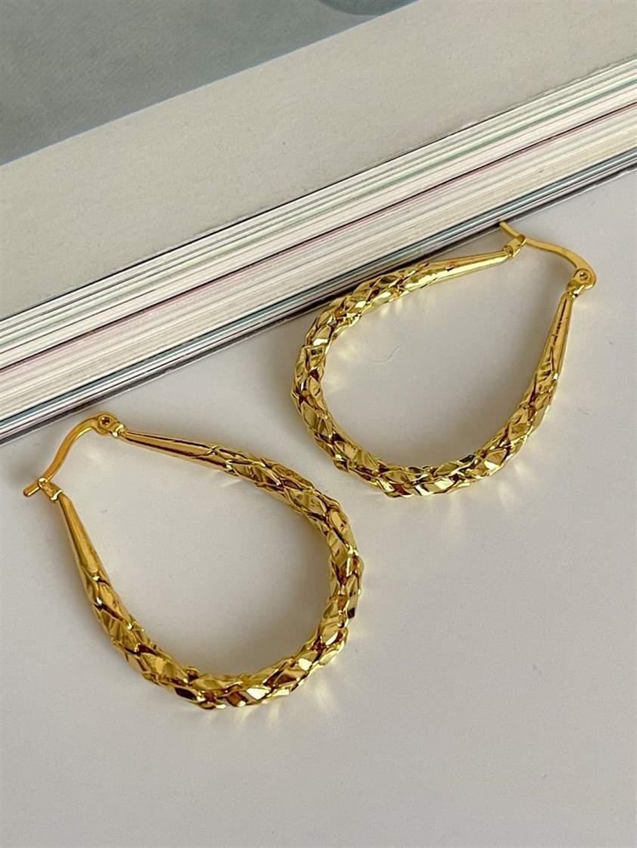 Çelik Steel Oval Küpe (4 Cm)