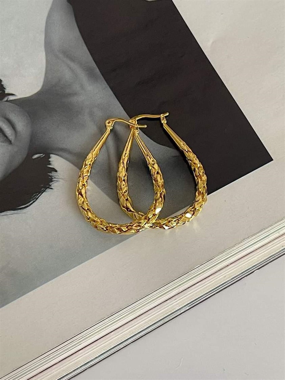 Çelik Steel Oval Küpe (4 Cm)