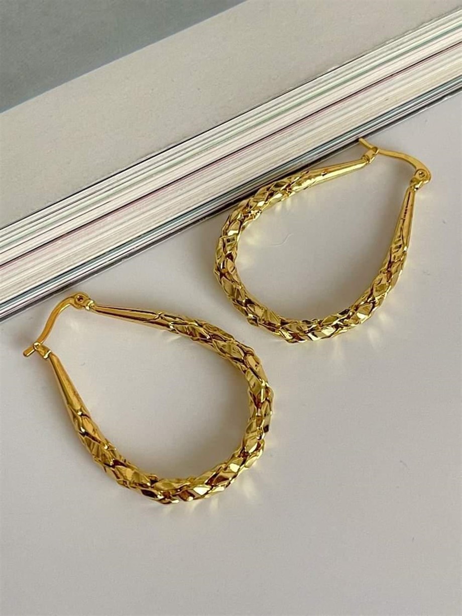 Çelik Steel Oval Küpe (4 Cm)