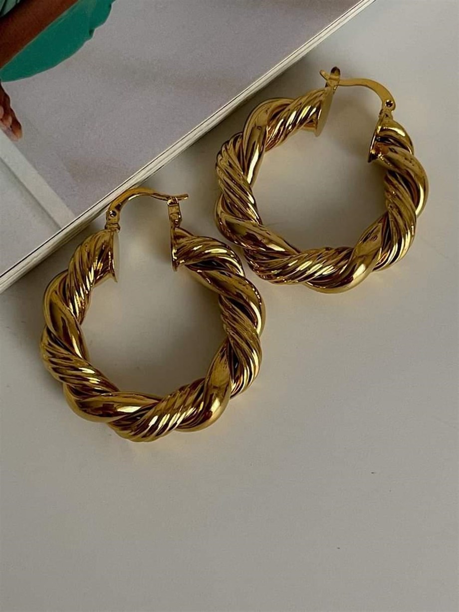 Çelik Tina Büyük Boy Halka Küpe (4 Cm)