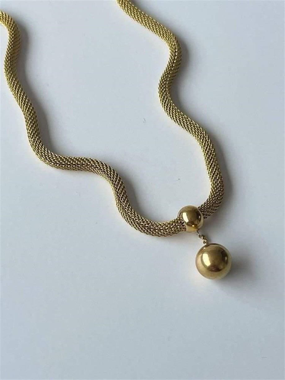 Çelik Topçuklu Kolye (46 Cm)
