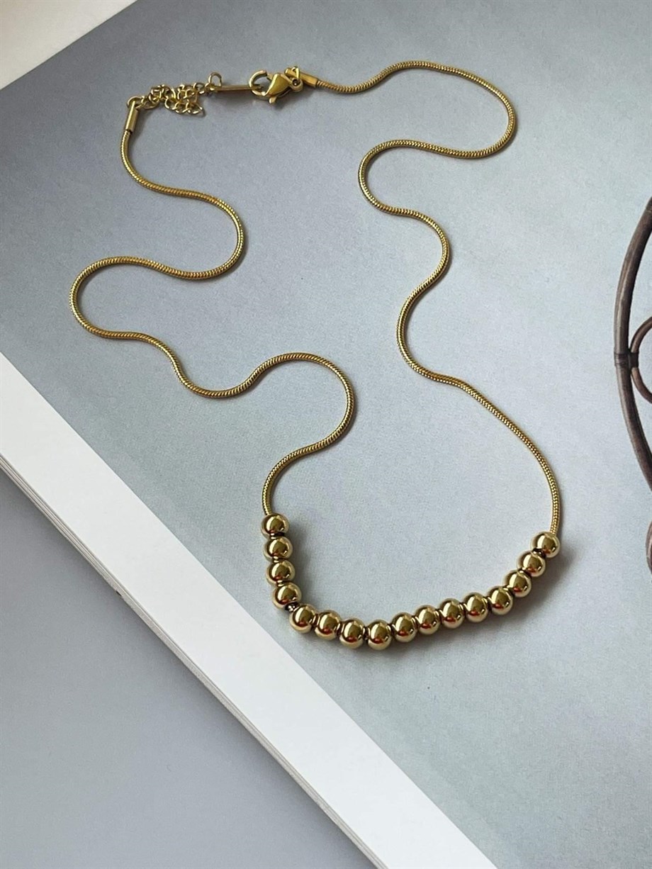 Çelik Topçuklu Kolye (47 Cm)