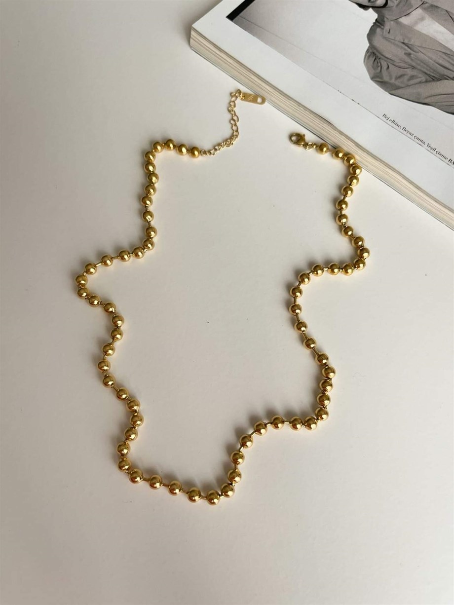 Çelik Topçuklu Kolye (57 Cm)