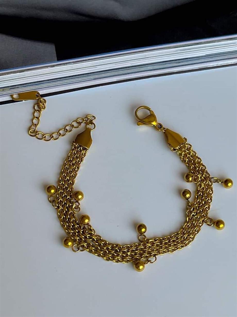 Çelik Topçuklu Örgü Bileklik (21 Cm)
