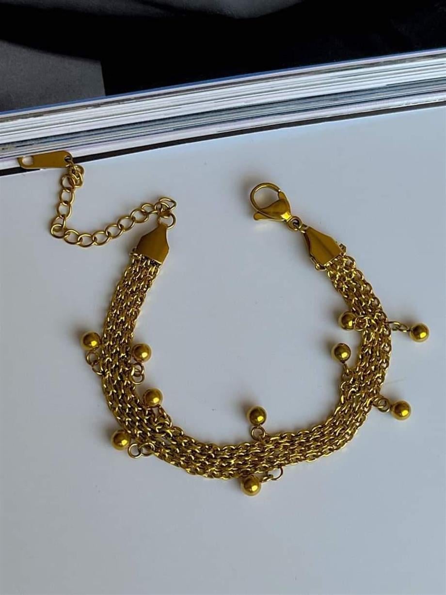 Çelik Topçuklu Örgü Bileklik (21 Cm)