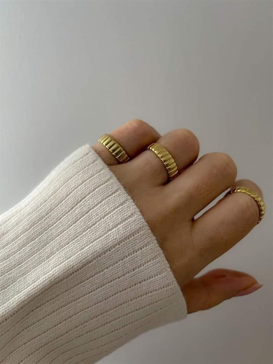 Çelik Vintage Basic Numaralı Yüzük (18 Numara )