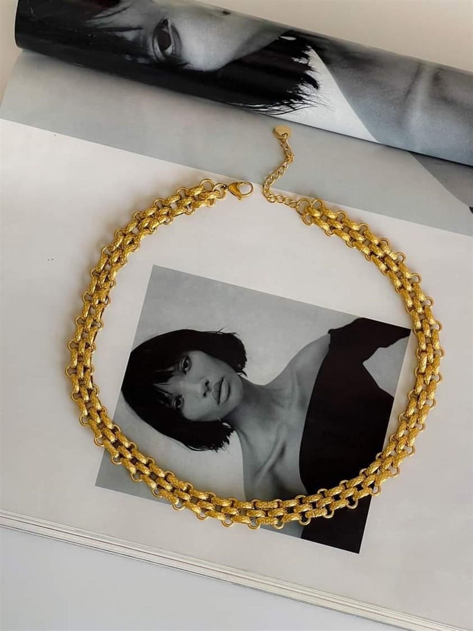 Çelik Vintage Kalın Kolye (52 Cm)