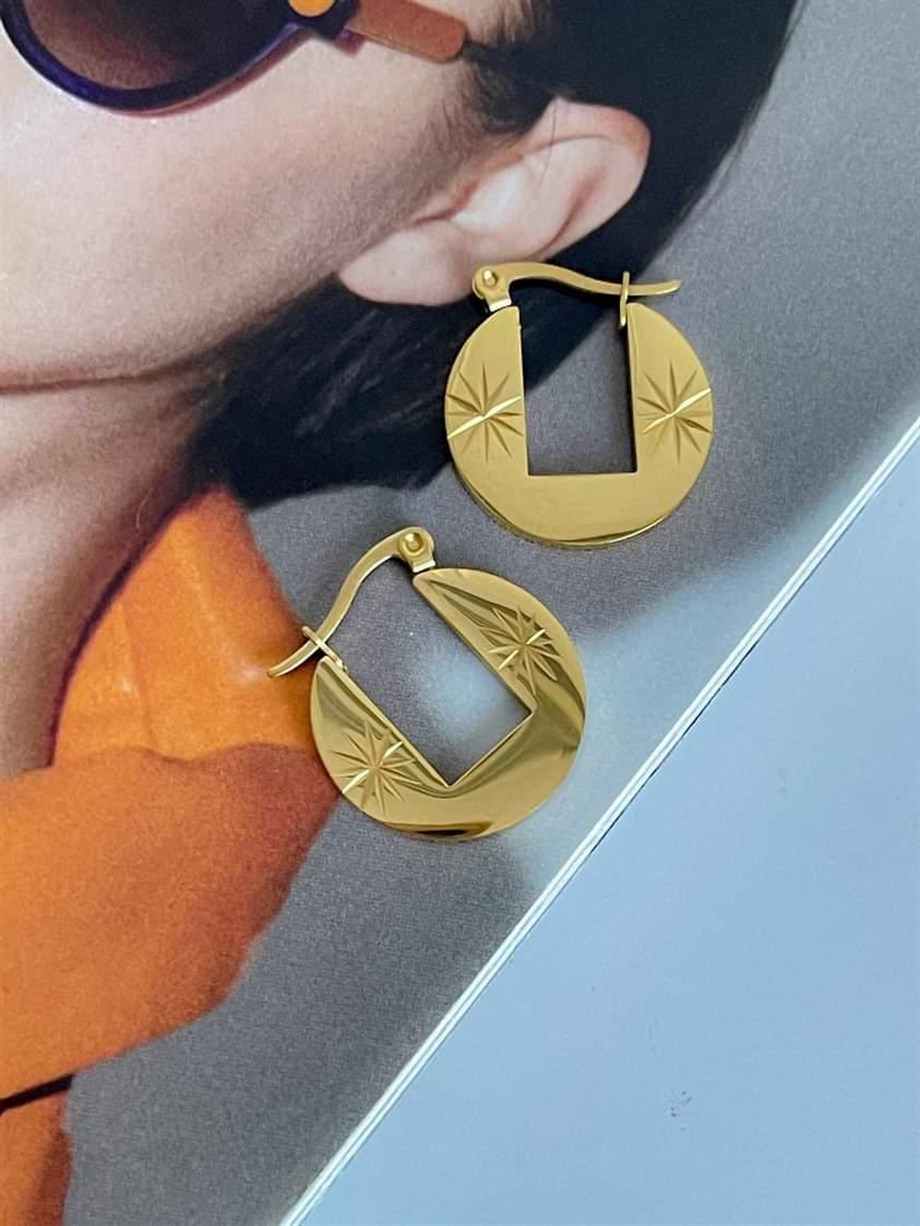 Çelik Yıldızlı Steel Küpe (2 Cm)