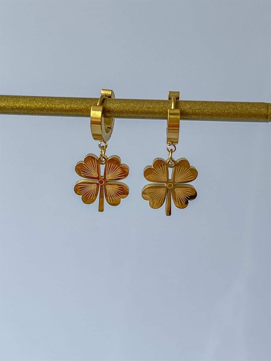 Çelik Yonca Küpe (3 Cm)