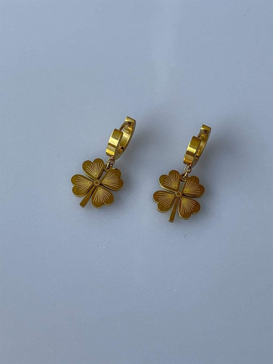 Çelik Yonca Küpe (3 Cm)