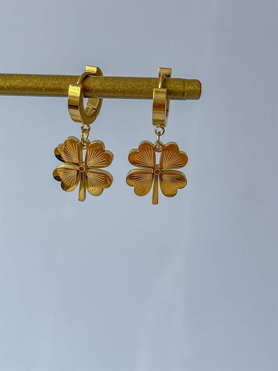 Çelik Yonca Küpe (3 Cm)