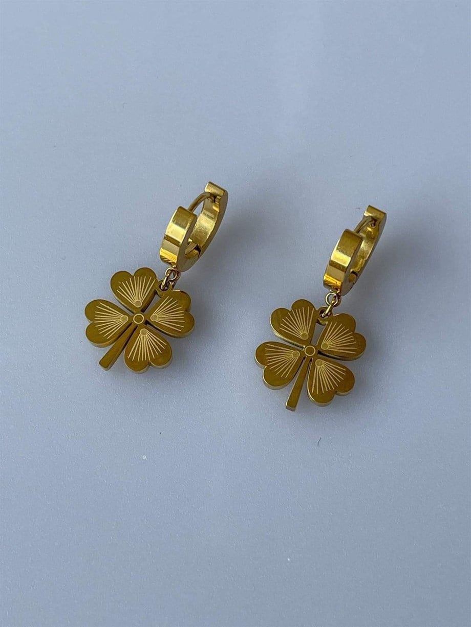 Çelik Yonca Küpe (3 Cm)