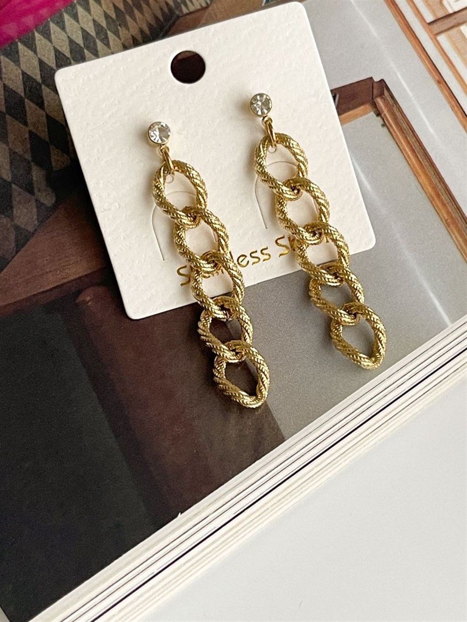 Çelik Zincir Küpe (5 Cm)