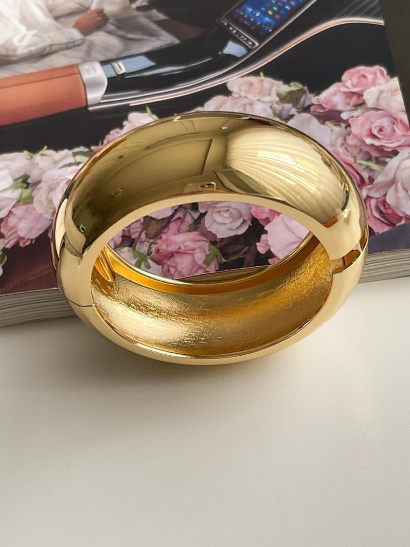 Gold Bombeli Vintage Yaylı Kelepçe Bileklik 